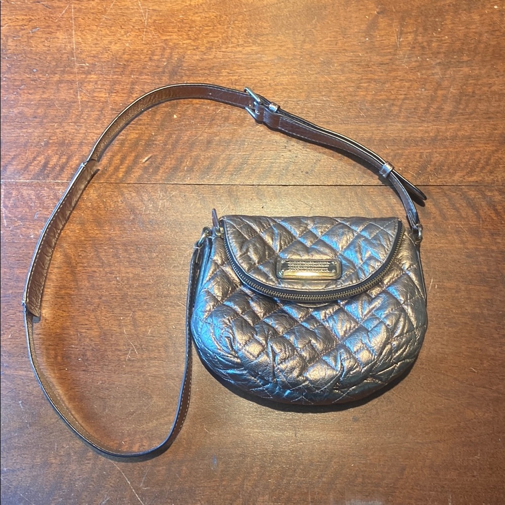 MARC By Marc Jacobs Leather Quilted Crossbody Bag in Metallic Brown